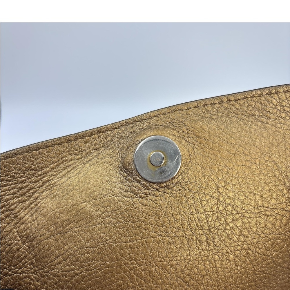 Authentic Gucci Metallic Gold Soho Chain Flap Bag Shoulder Crossbody - Picture 6 of 16